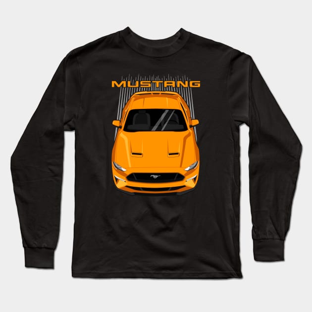 Mustang GT 2018 to 2019 - Orange Long Sleeve T-Shirt by V8social